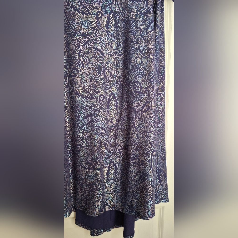 Lularoe metalic carly swing short sleeve mididress size xxs baggy colorfull - Picture 6 of 7